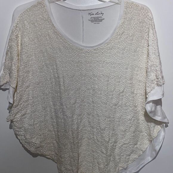 Kate Landry Women's Cream White Lace Short Sleeve Poncho Top One Size - Picture 2 of 8